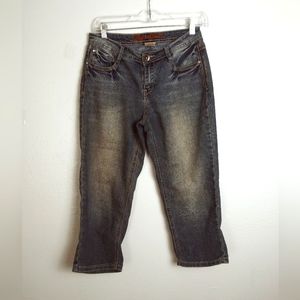 Magnet Jeans Faded Denim Cropped Pant Women's Size 4 Embellished Pocket